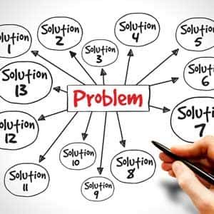 Diagram depicting problem in the middle with many options as the solution
